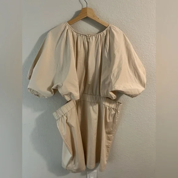 NWT J.Crew Puff-Sleeve Side-Cutout Mini Dress Lightweight Chino Size 22 Sold Out - Picture 12 of 13